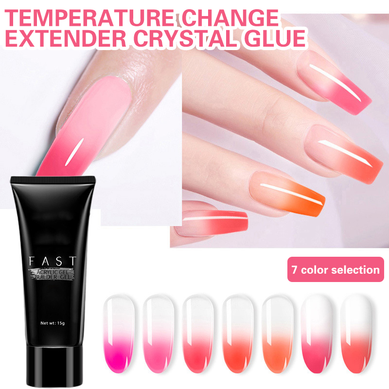 Gambar LemonBlue Temperature Change Nail Extension Glue Quick Drying glue Nail oil for Women Temperature Change Extension Glue Quick Drying glue Nail oil Professional DIY Manicuring Supplies Long Lasting Easy to Use Women Girls Temperature Change