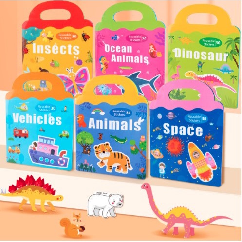 Portable Magnetic Sticker Book Reusable Scenarios Books Cartoon