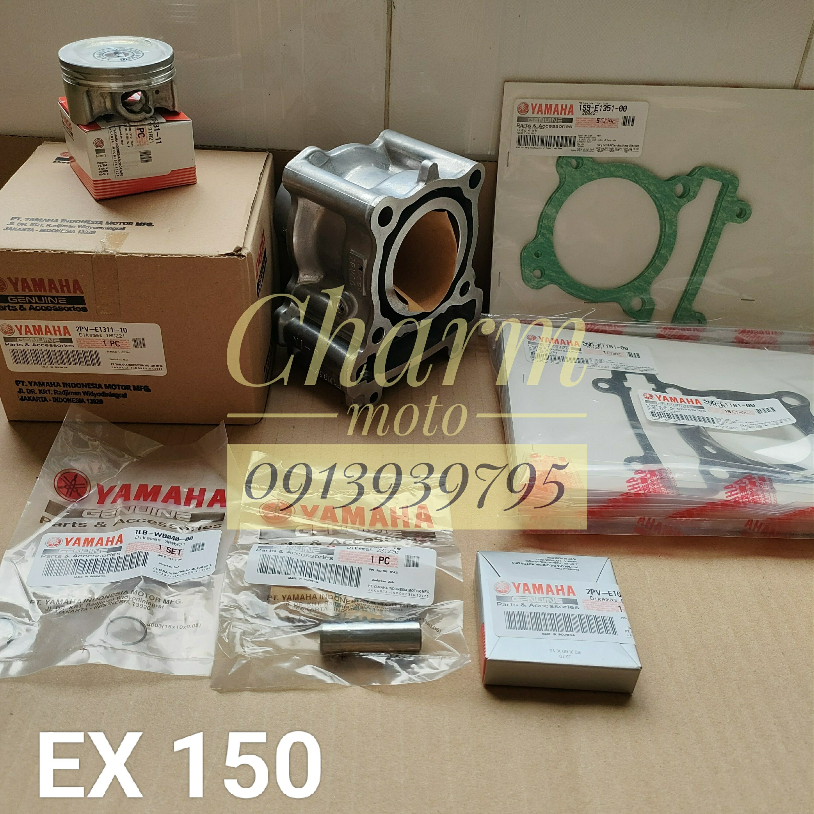 Nòng + piston + bạc + phe + ắc + ron chân nòng + ron quy lát yamaha exciter 150
