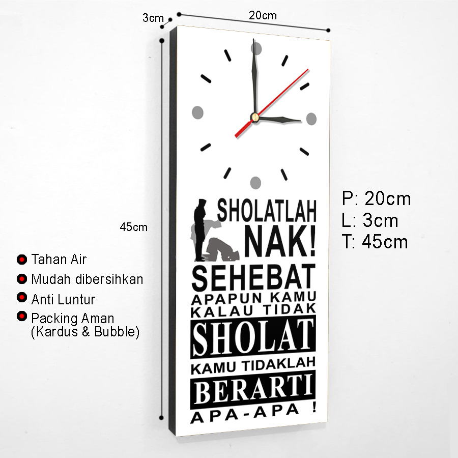 Jam Dinding motivasi islami sholatlah Nak Dekorasi Hiasan Ruang tamu tempel tembok solatlah nak