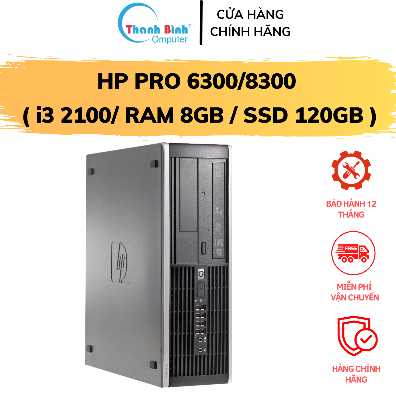 Máy bộ văn phòng hp pro 6300/8300 ( i3 2100/8g/120g bộ máy tính để bàn cũ - cây máy tính - bảo hành 12 tháng - tặng usb wifi