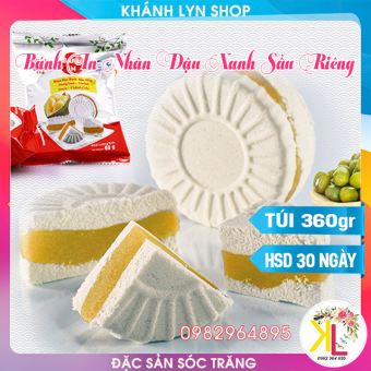 BÁNH IN NHÂN ĐẬU XANH SẦU RIÊNG TÂN HUÊ VIÊN - TÚI 360GR (6 Cái) - Đồ ăn vặt NGON BỔ RẺ TỐT cho sức khỏe