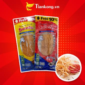 Mực Bento sợi Thái Lan siêu cay gói 80g, đồ ăn vặt Thái lan - TIANKONG