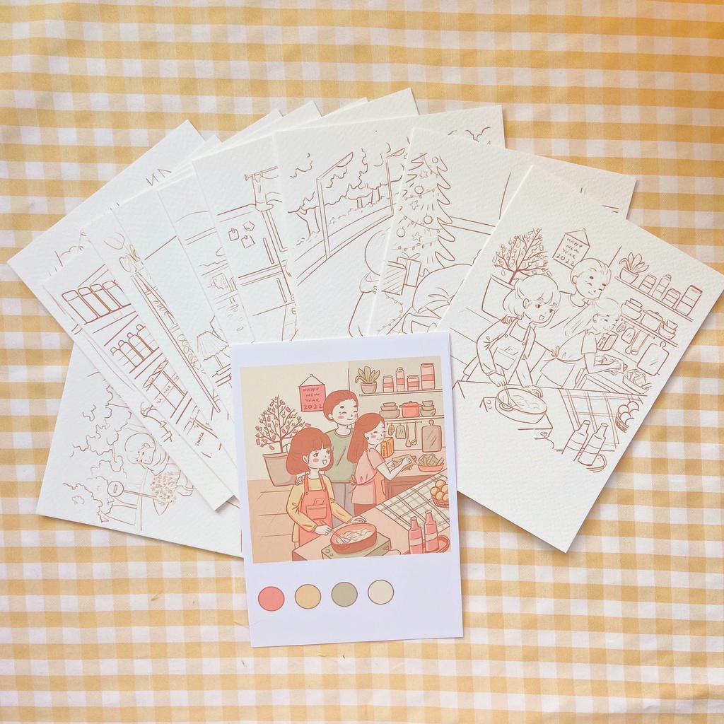 Tranh tô màu ngẫu nhiên - lựa chọn từ các bộ họa sĩ - Self Art 300gsm Cold press