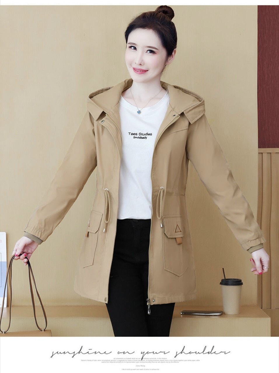 Siêu hot áo khoác kaki dáng dài 2 lớp phong cách doanh nhân cực hot