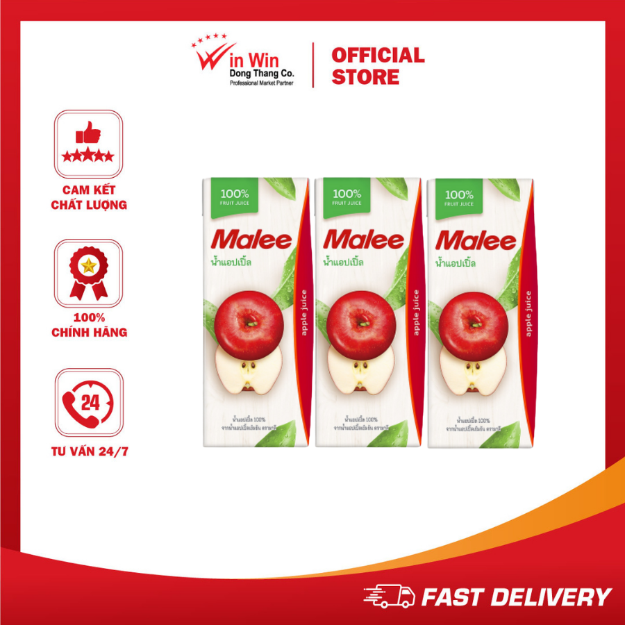 Combo 3 hộp nước ép táo malee 200ml
