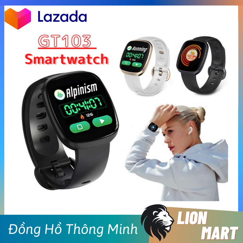 Đồng hồ thông minh gt103 đồng hồ cảm ứng tràn viền công nghệ 4.0 - bảo hành 12 tháng