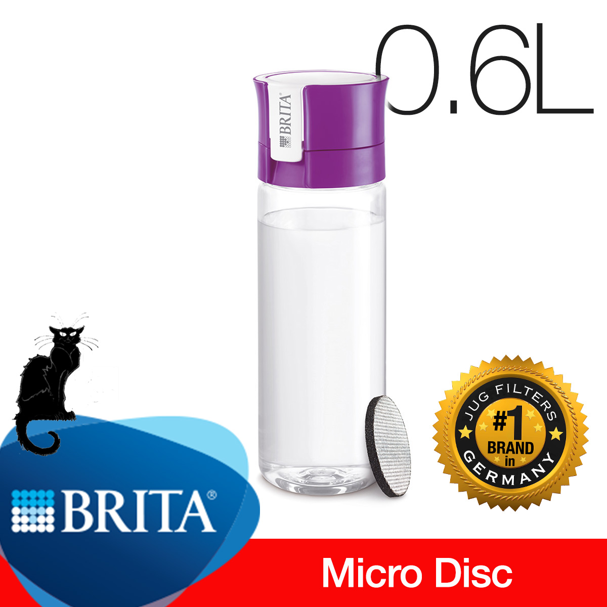 BRITA fill&go Active Water Filtration Bottle 0.6L with 1 MicroDisc Filter -  Lime