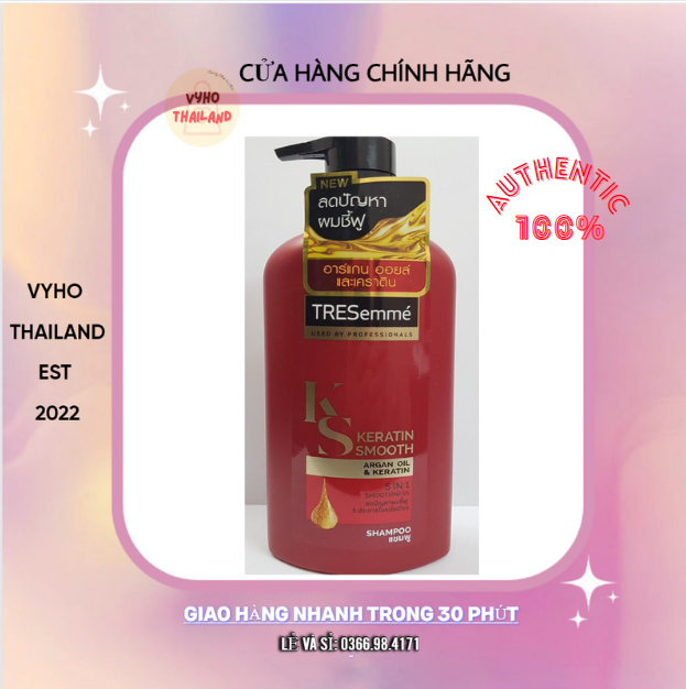 Dầu gội Tresemme Thái Lan 450ml màu đỏ Keratin Smooth