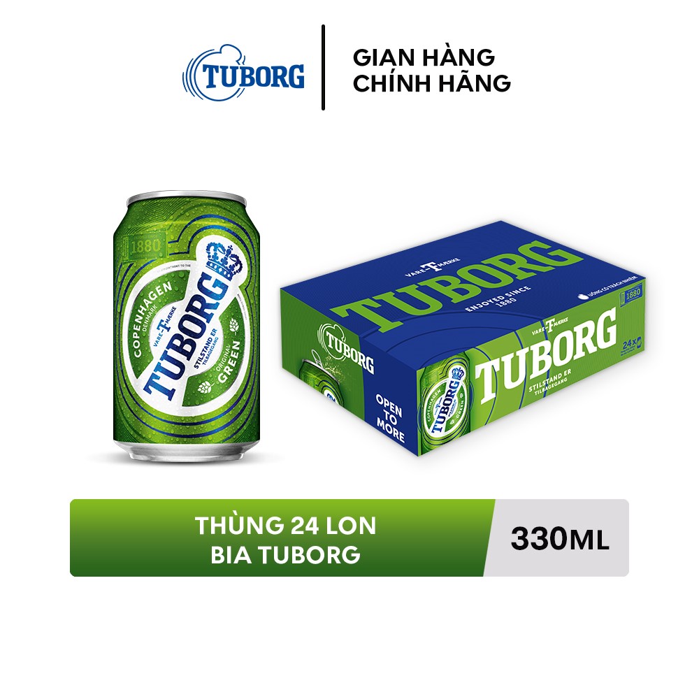 Nồng độ cồn 4.6% - Combo 02 Thùng Bia Tuborg - Thùng 24 lon 330ml