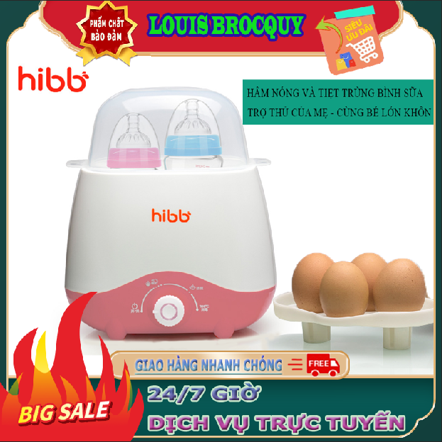 Máy hâm sữa và tiệt trùng bình sữa HIBB đa năng:Tiệt trùng bình sữa, hâm sữa, hâm thức ăn, luộc trứng sử dụng cùng lúc 2 bình