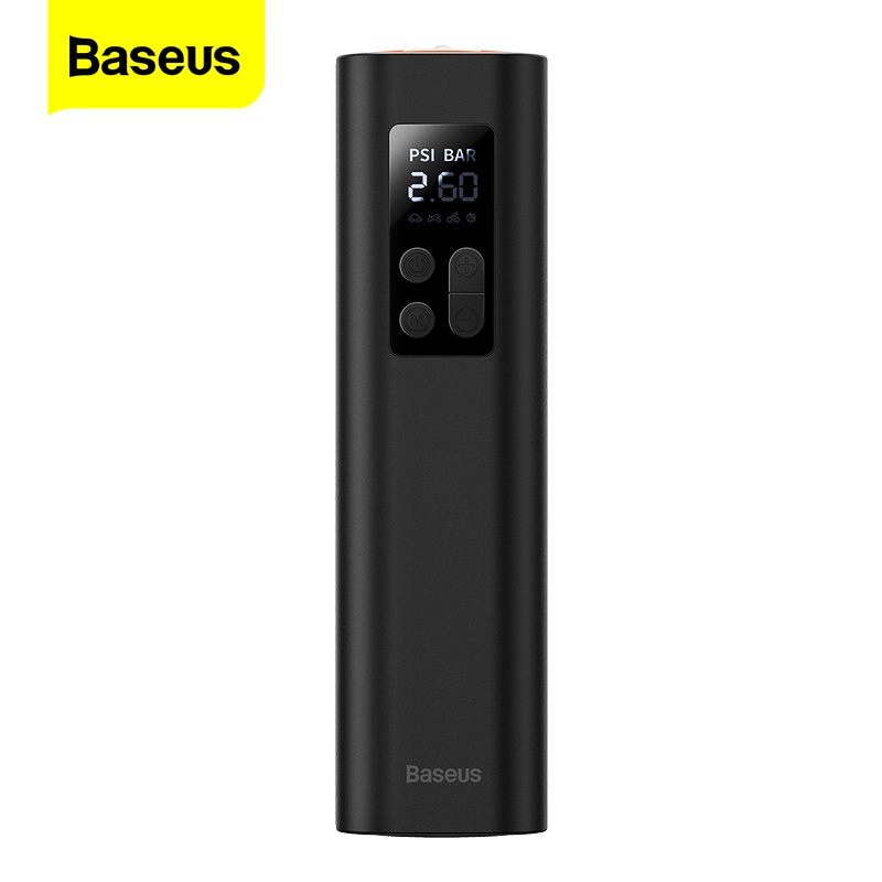 Máy bơm lốp oto cầm tay siêu nhỏ Baseus - bơm lốp điện tử mini 12V - máy nén khí xe hơi ô tô xe máy xe đạp cao cấp - vienthonghn