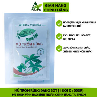 Mủ trôm dạng bột rừng Vĩnh Hảo, mủ trôm rừng dạng bột chính hãng Vĩnh Hảo Bình Thuận 100gr/gói - Alife
