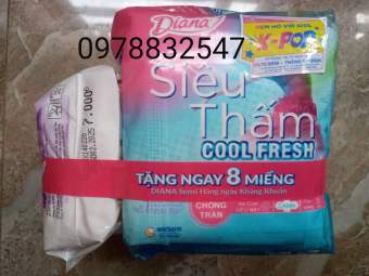 2 gói 16 băng vệ sinh có cánh diana cool( tặng kèm 8 miếng hằng ngày)