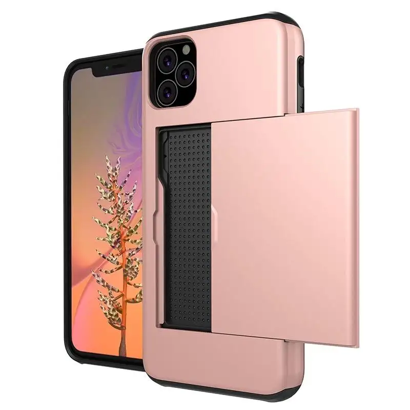 Iphone 11 11 Pro 11 Pro Max Shockproof Matte Rose Gold Armour Sliding 2 In 1 Card Case Lazada Singapore