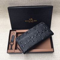 Coach long wallet men fashion embossed zipper wallet gift box in stock R74918