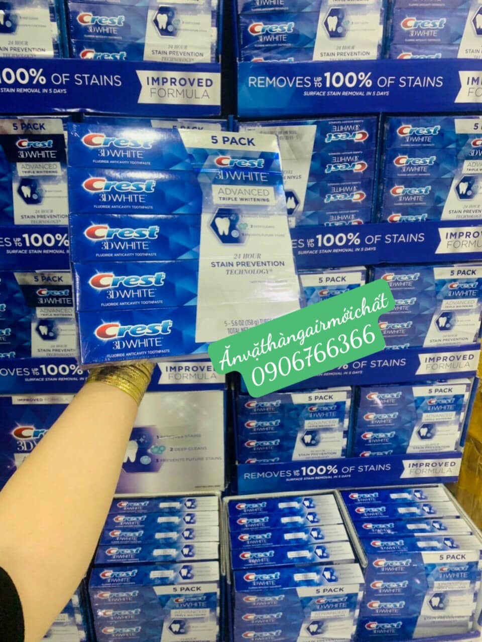 Kem đánh răng crest 3d white advanced triple whitening 158g - trắng răng, chống mảng bám suốt 12h