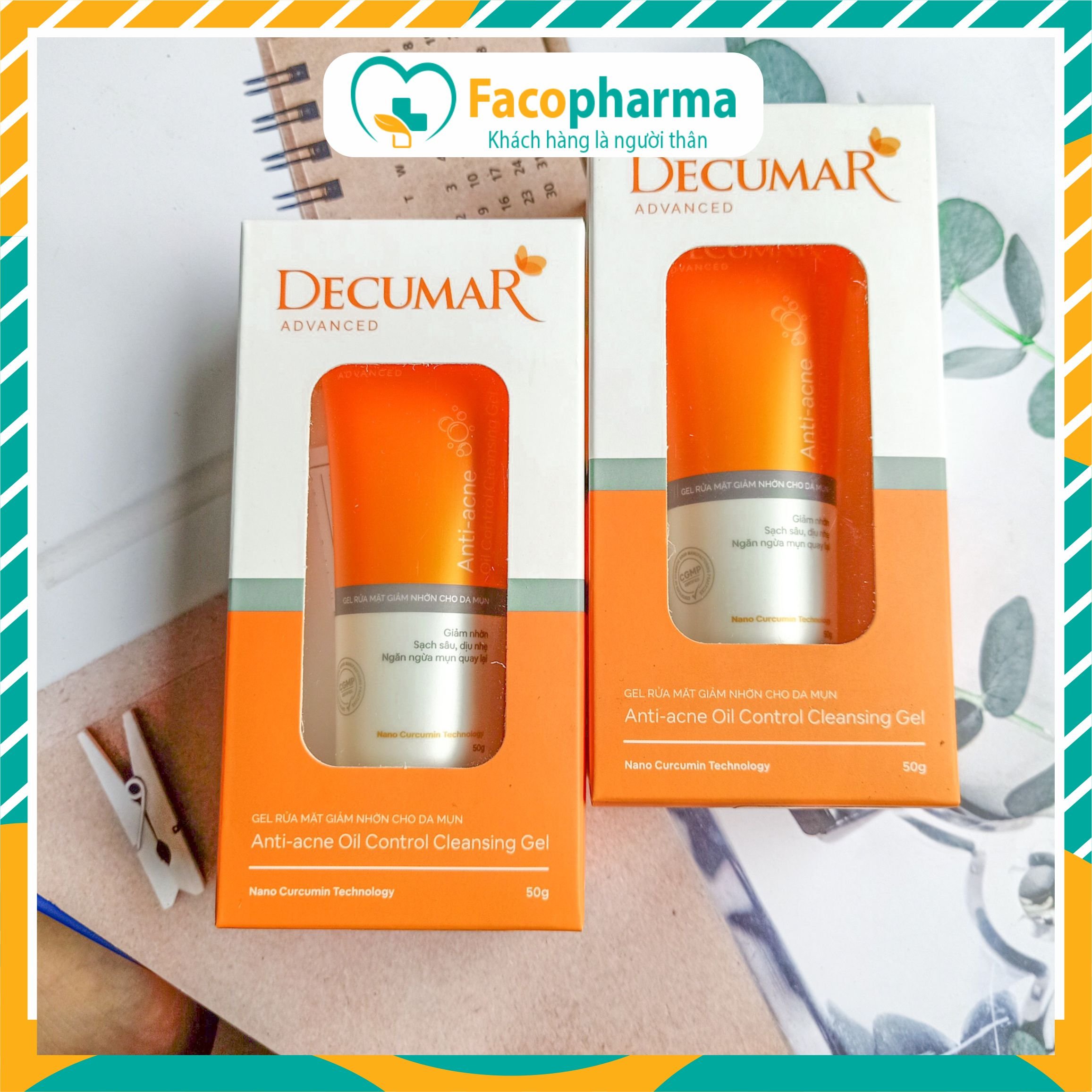Sữa rửa mặt giảm mụn dạng Gel Decumar Advanced 50gr kiểm soát dầu ngăn mụn hiệu quả