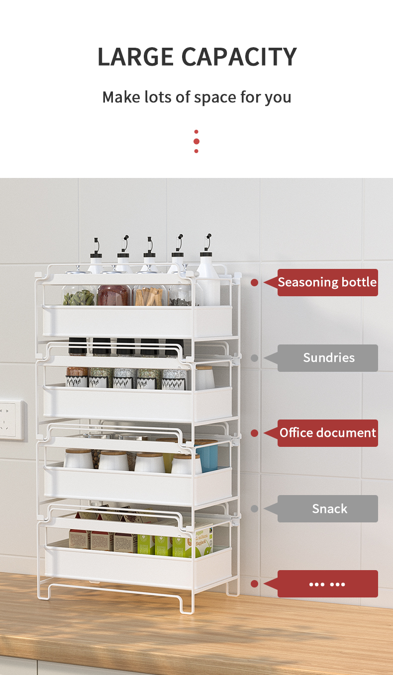 ODOROKU Stackable Drawer Rack Pull Out Storage Drawer Stackable Design  Simple Installation Rack with Drawer