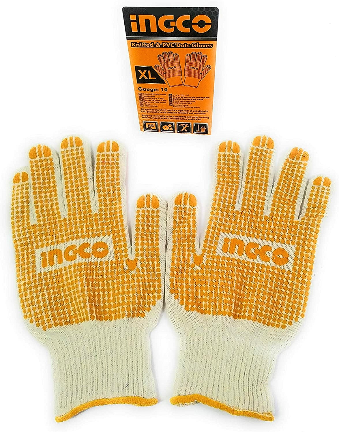Knitted & Pvc Dots Gloves Ingco hgvk05