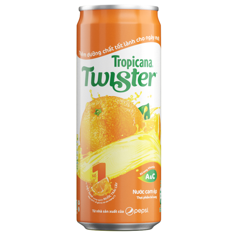 Nước cam ép nguyên tép Twister lon 320ml
