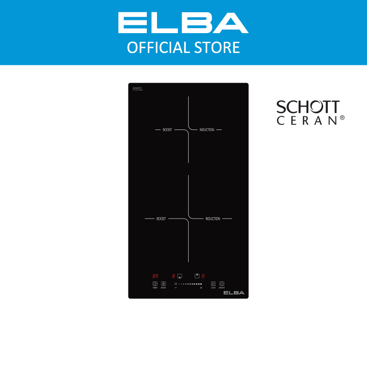 ELBA Built-in Domino Hob EDCH-K3012ST(BK) / EDIC-K3082ST(BK) - Dual Cooking Zones, 9 Power Level, Schott CeranÂ® Glass