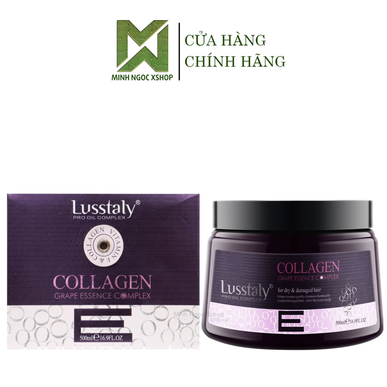 Kem ủ tóc, dầu hấp phục hồi chuyên sâu Lusstaly Vitamin E Collagen 500ML