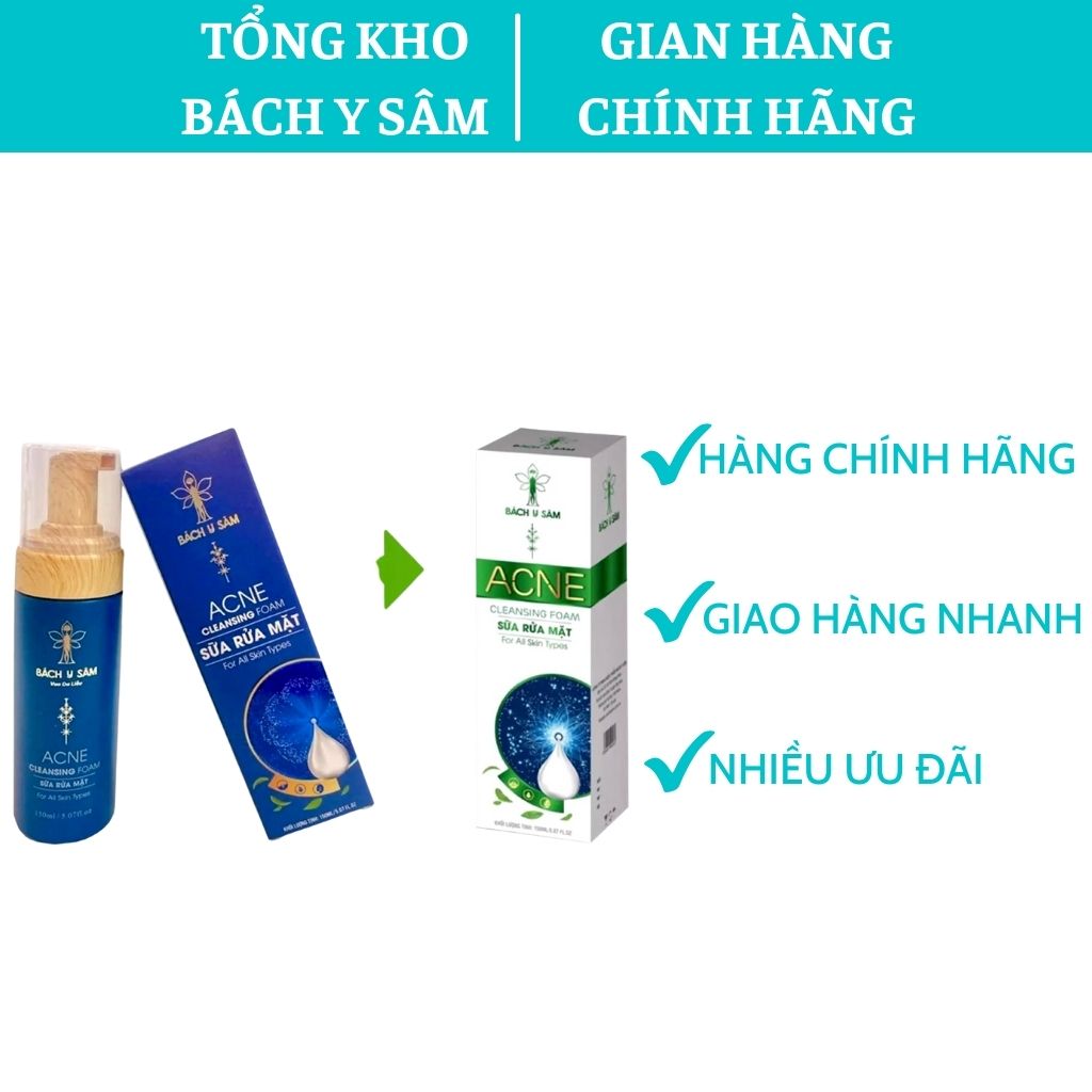 Sữa Rửa Mặt Bách Y Sâm DA DẦU MỤN SẠCH SÂU TẠO BỌT 150ml (Mẫu Mới ƞhất Của Sữa Rửa Mặt Bạch Linh)