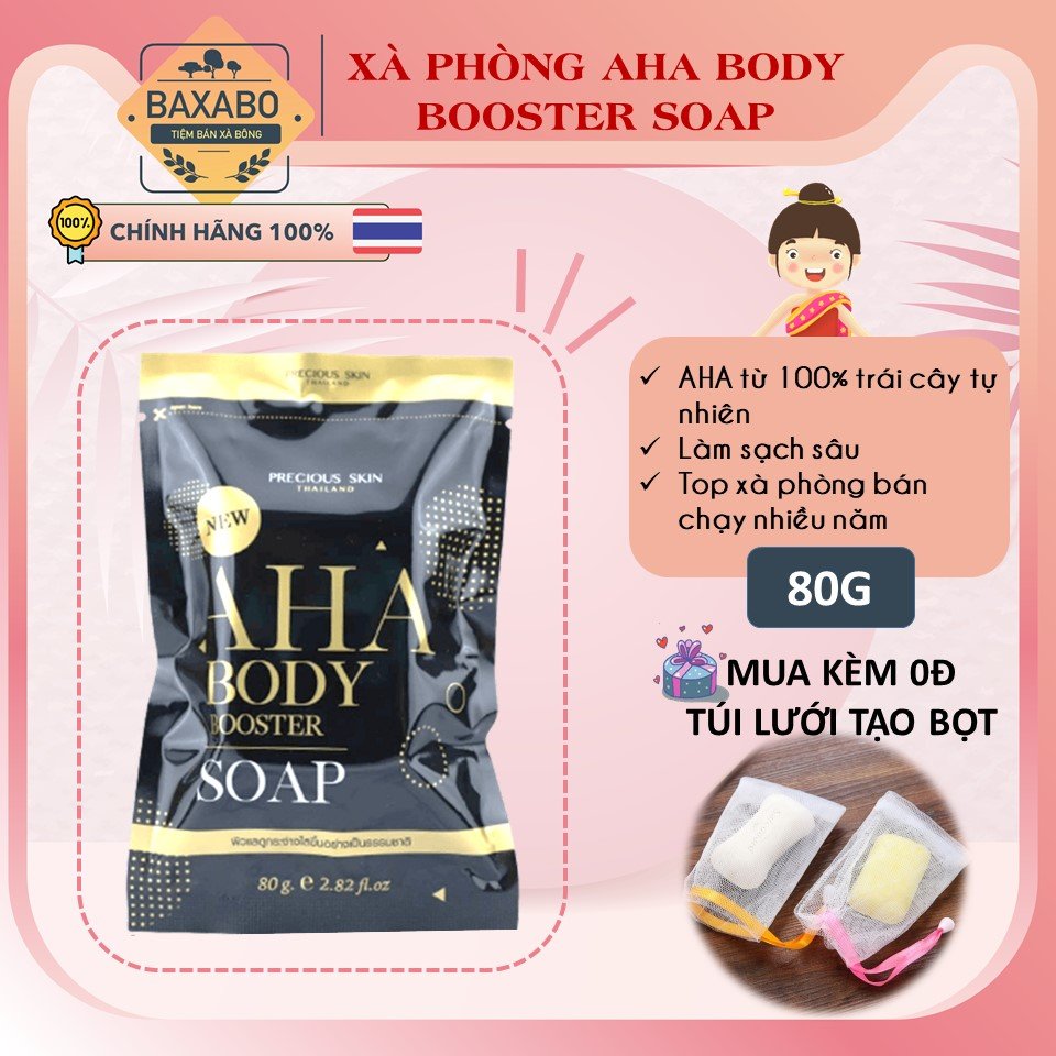 Xà phòng trắng da aha body booster thái lan - tặng túi soap tạo bọt bền đẹp