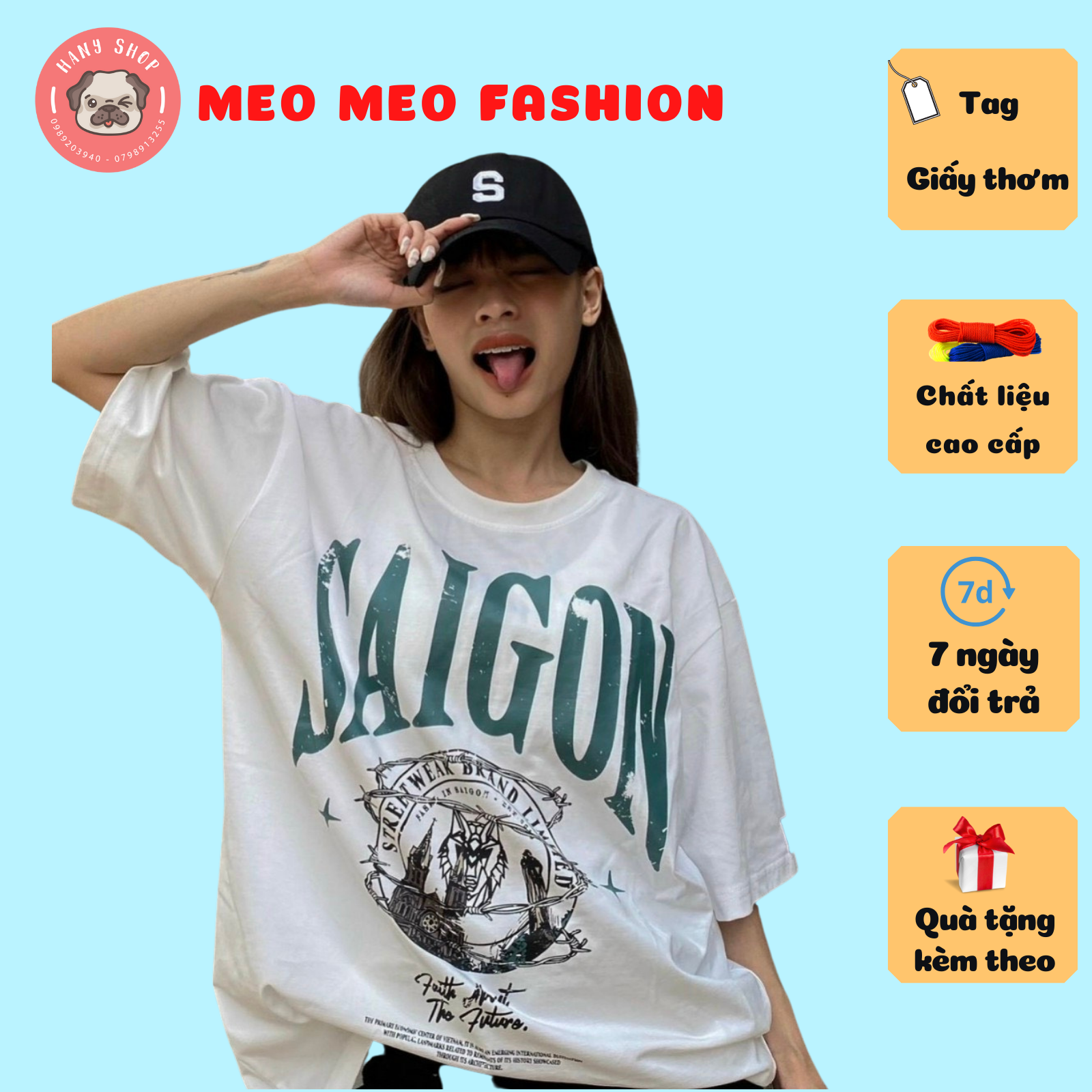 Áo thun Hades Saigon Vintage Tee màu trắng form rộng tay lỡ unisex nam nữ full tag