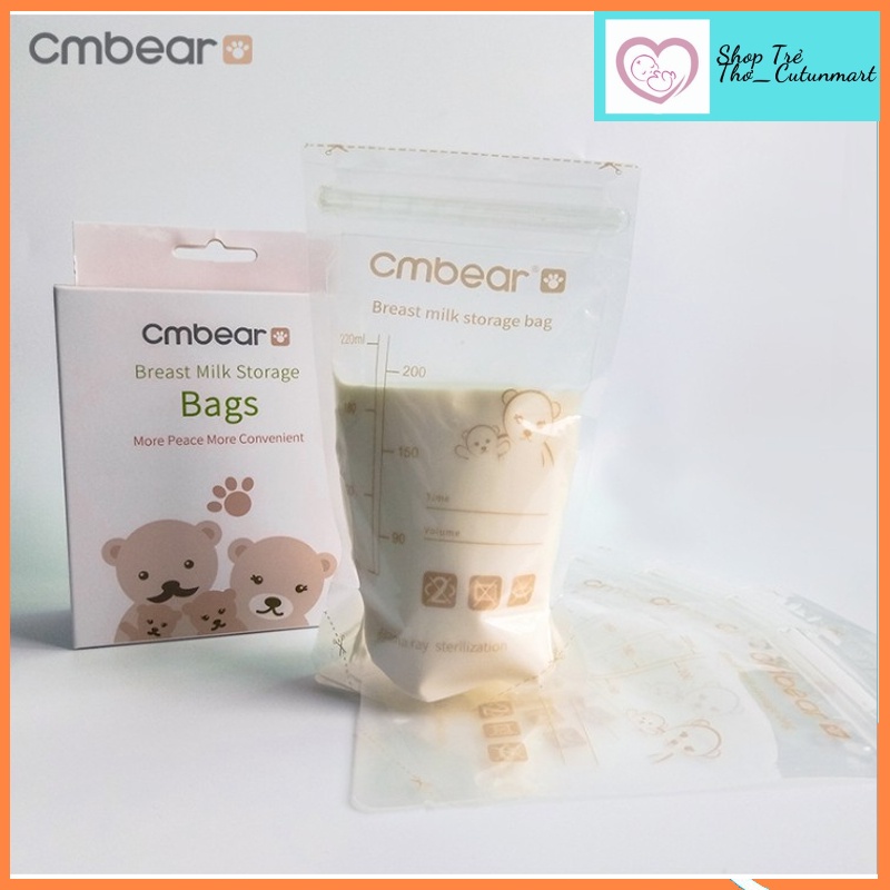 Túi trữ sữa cmbear 220ml hộp 30 túi hàng xuất châu âu