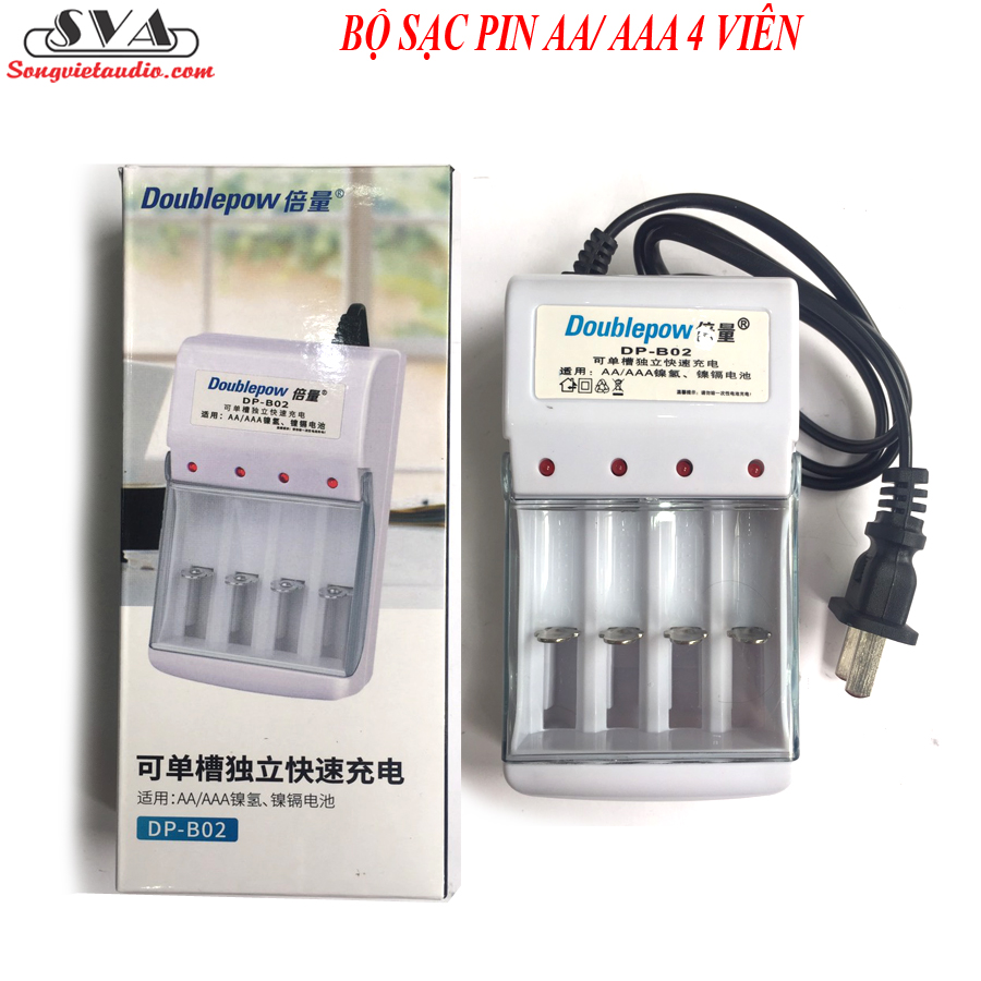 Bộ sạc pin aa/ aaa 4 viên doublepow