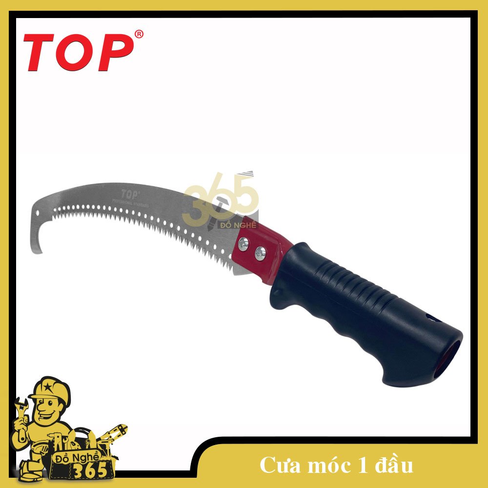 Cưa móc giật cành 1 đầu cầm tay hiệu TOP, cán có thể gắng cây dài vào để cưa cành trên cao phục vụ làm vườn vệ sinh cây, cắt tỉa cành khô cành gãy cho vườn cây ăn trái