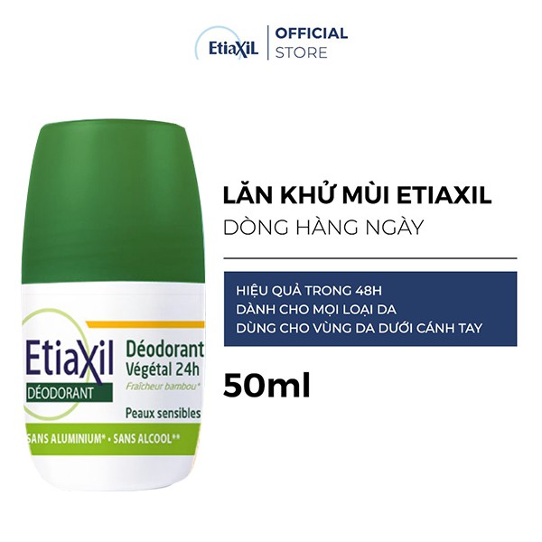 Lăn Khử Mùi Ngăn Mồ Hôi Chiết Xuất Nha Đam Etiaxil Deodorant Vegetal 24h Roll-On 50ML