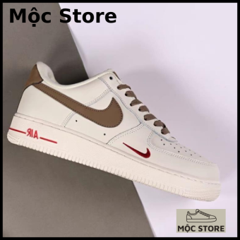 Giày Nike Air Force 1 Trắng Vệt Nâu - Giày Sneaker Nam Nữ Thể Thao Cổ Thấp Cao Cấp