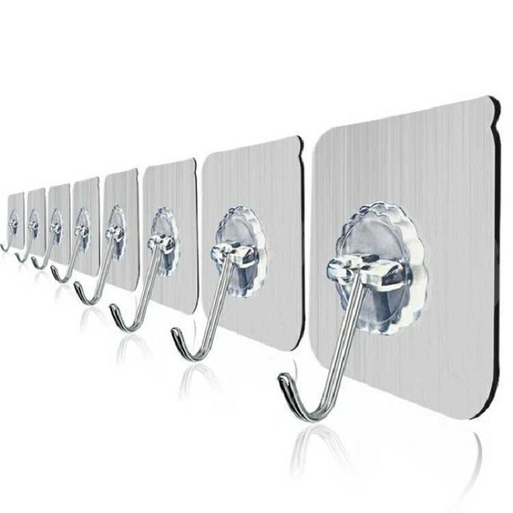 Móc dán tường chịu lực ,set 10 móc dán tường siêu dính trên gạch men, kính MDT24