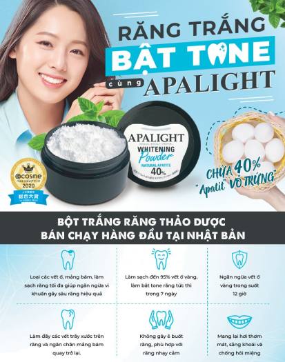 Bột trắng răng Apalight Nhật Bản