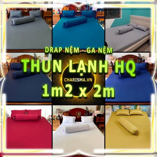 Drap Ga Nệm Thun Lạnh HQ Cực Kì Mịn Mát Bộ Ga Trải Giường Vỏ Gối Drap Nệm Grap Giường