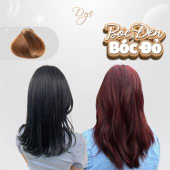 Thuốc bóc màu, thuốc bóc màu nhuộm đen, nhuộm đỏ, DYEHAIR, tặng kèm oxy trợ dưỡng và bao tay, trùm đầu, bịt tai