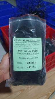 Lưới bẫy chim sẻ , chào mào , trao trảo , tổng hợp chim ngày ( lỗ 4 phân chiều cao 6m 5 dây 4 túi ) lưới cước thái màu đen tàng hình