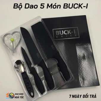 Bộ 5 Dao Nhà Bếp Cao Cấp BUCK BLACK - Thép Hợp Kim Không Gỉ Cao Cấp