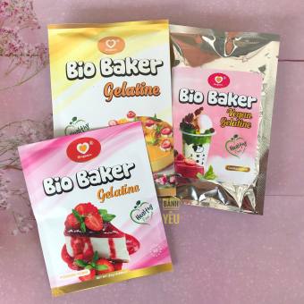 Gelatine Bio Baker/ Gelatin Lá, Gelatin Bột, Gelatin Chay Bio Baker sử dụng đa dạng cho các công thức bánh, kẹo, chè, đồ uống, v.v
