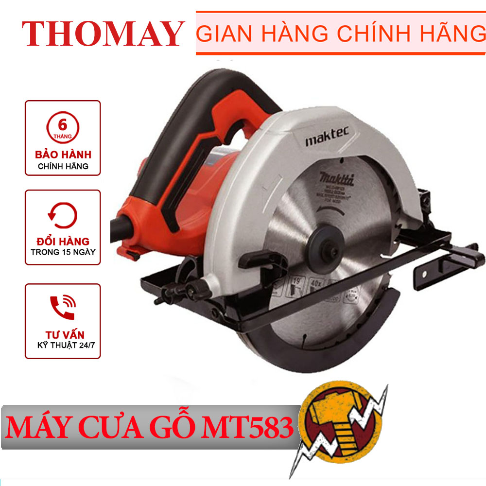 Máy cưa gỗ cưa đĩa maktec mt583 công suất lớn 1050w khung đế chắc chắc, tay cầm thuận tiện, độ bên lâu dài, chất liệu cao cấp, khả năng cắt mạnh mẽ