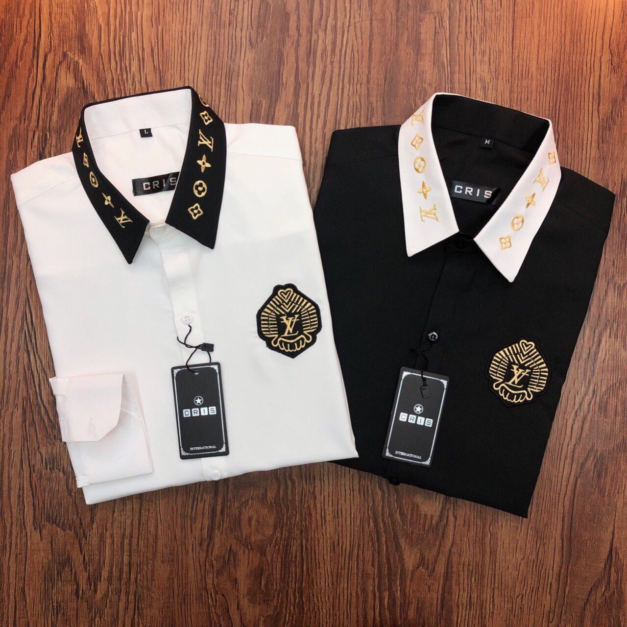 Áo Sơ mi nam Dài Tay cổ bẻ Thêu họa tiết