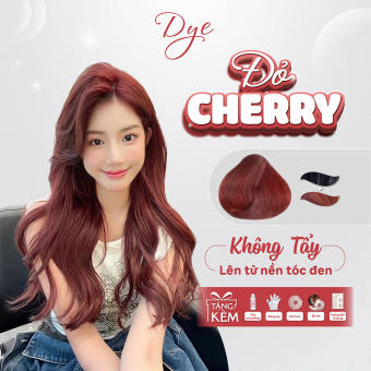 Thuốc nhuộm tóc, thuốc nhuộm tóc màu Đỏ Cherry DYE.HAIR, tặng kèm oxy trợ dưỡng và bao tay