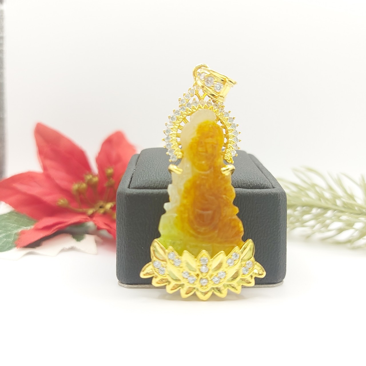 Mặt dây chuyền đá thạch anh phật bà quan âm 052rdx1.020322 bằng thạch anh - mang đi chơi, đi tiệc rất đẹp - dây chuyền đẹp, dây chuyền thời trang