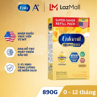 Sữa bột Enfamil NeuroPro Non-GMO Infant 890g-Dành cho trẻ 0-12 tháng tuổi (hộp 2 túi thiếc 445g)