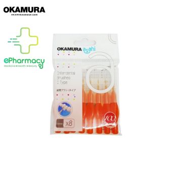 Bịch Bàn Chải Kẽ Răng Cao Cấp Okamura Asahi dạng chữ I size SS 0.8mm màu cam (Bịch 8 cái)