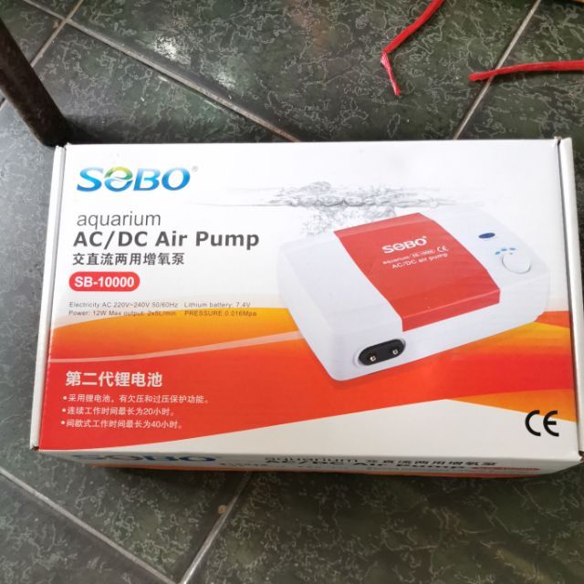 Máy sủi khí oxy tích điện 2 vòi sobo sb 10000 | máy oxy sb-10000 cho hồ cá