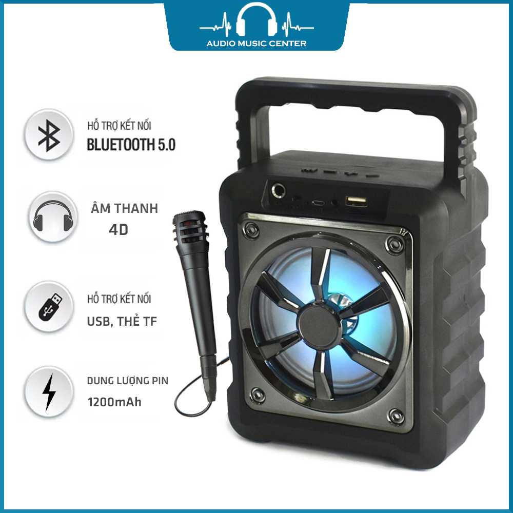 Loa hát karaoke mini bluetooth bs-106 - tặng kèm mic karaoke, loa kẹo kéo mini giá rẻ, loa karaoke bluetooth gia đình - bảo hành 1 đổi 1